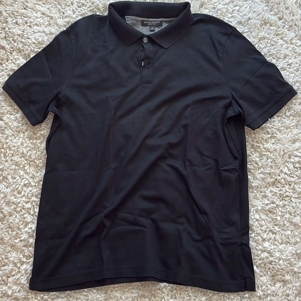 Banana republic, luxury touch, extra large, black collared polo shirt